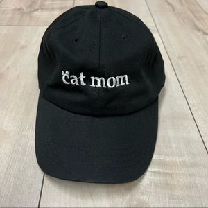 Unisex baseball hat- cat mom- black